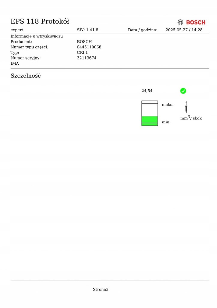 фото №8, Fiat stilo 1.9jtd 115km форсунка bosch 0445110068 test