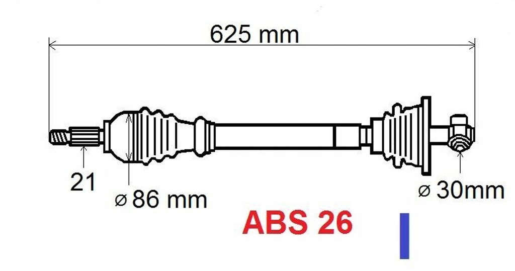 фото №1, Приводной вал nap.r kangoo 1.2/1.4 abs26 левая