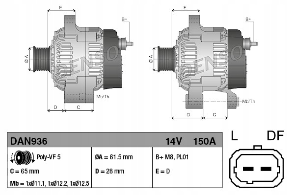 Denso генератор alfa romeo 159 2.4jtd Оригінал