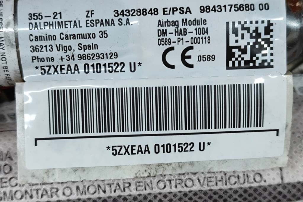 фото №7, Opel vauxhall mokka b ліва сторона дах шторка безпеки безпеки srs 98431756