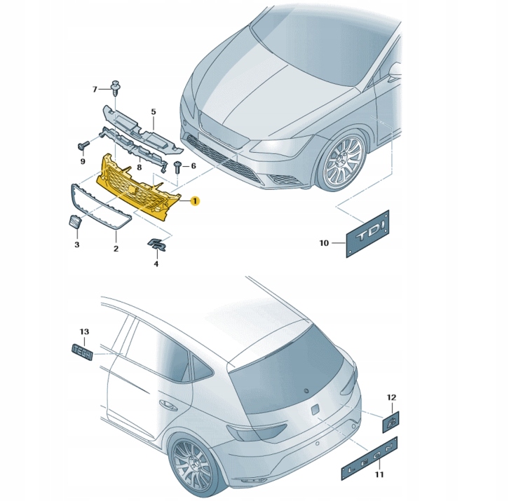 фото №1, Решітка радіатора радіатора seat/cupra leon 5f0853654j9b9