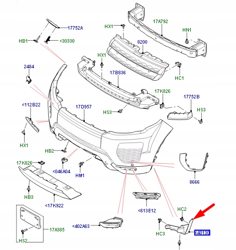 Land rover range rover evoque l538 передня ліва накладка бампера lr084851 Київ