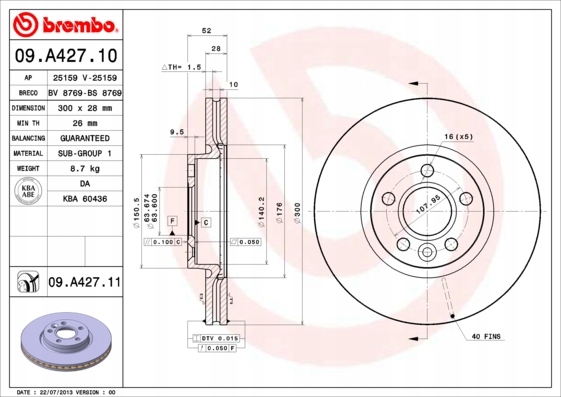 фото №3, Гальмівні диски гальмівні колодки перед brembo volvo v60 i