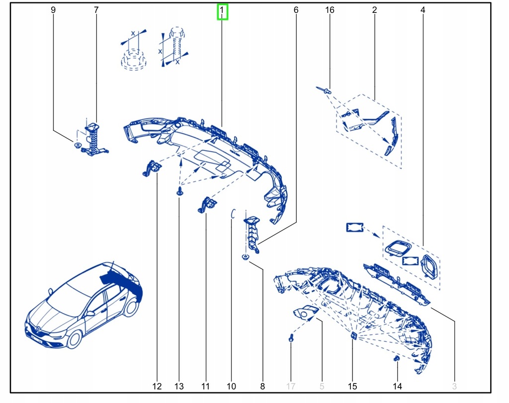 фото №16, Спойлер дифузор бампера задня renault megane iv gt line 850185474r