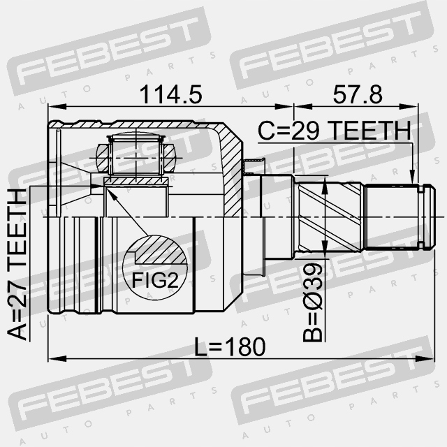 фото №5, Шарнир внутренний левый 27x39x29 febest 0211-j31lh