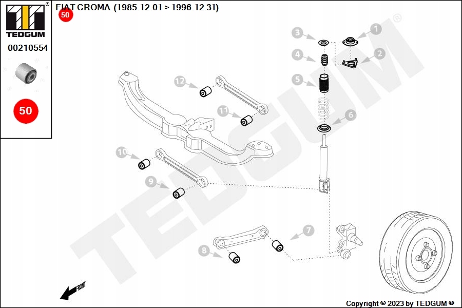 фото №14, Tedgum 00210554 втулка важеля задня alfa fiat lanci