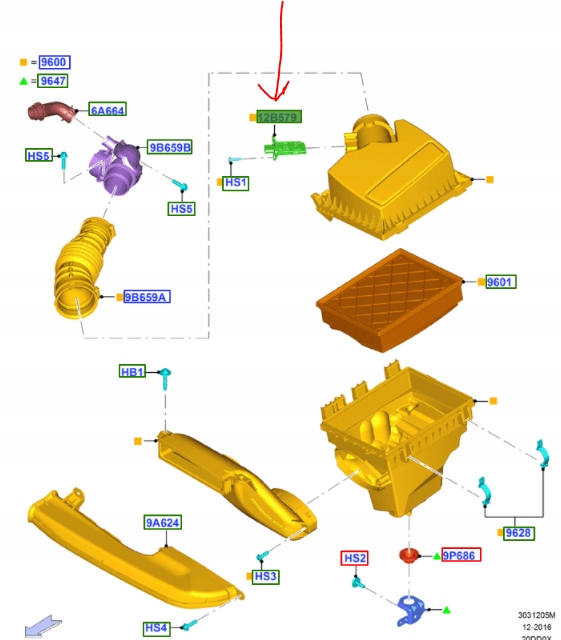 фото №1, Витратомір повітря ford 1.5l / 2.0l дизель