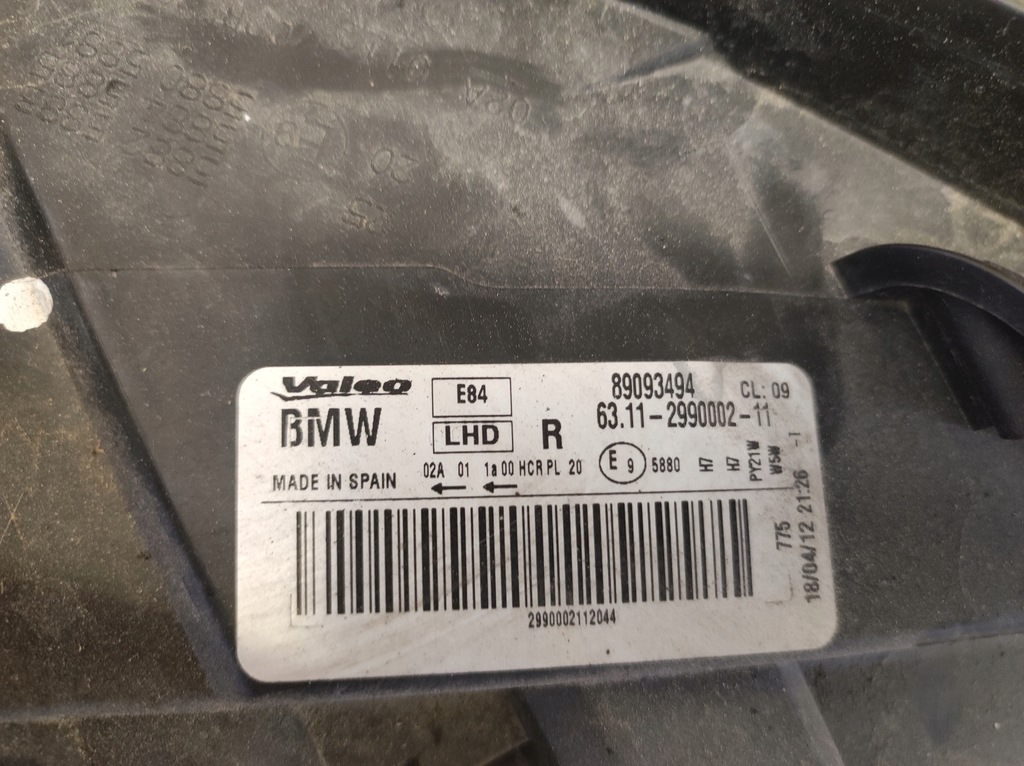 фото №7, Лампа фара правий перед bmw x1 e84