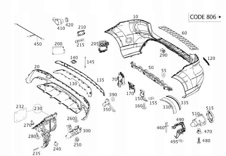 фото №1, Бампер задняя обшивка бампера mercedes gle