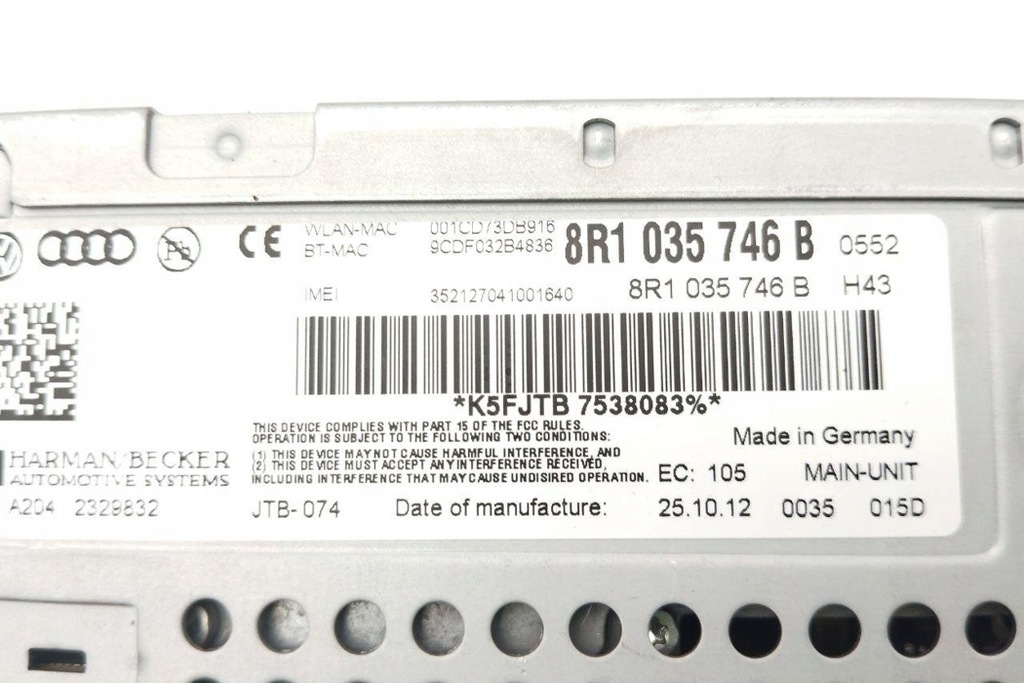фото №9, Радио bez навигации audi q5 8r 8r1035746b бензиновый 200kw 2013