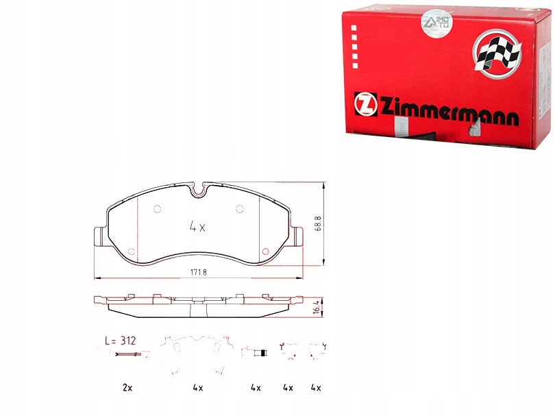 фото №1, Тормозные колодки тормозные ford transit custom 12- перед zim