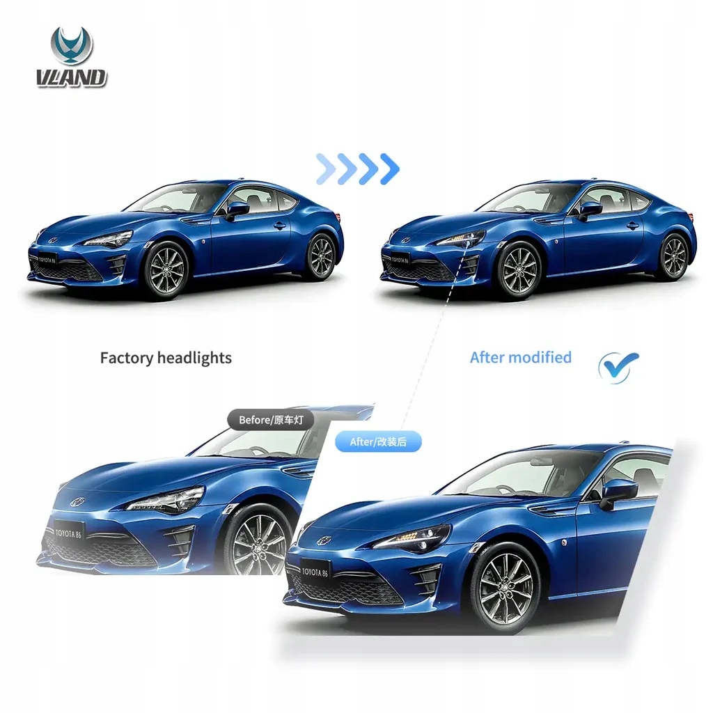 фото №13, Фары лампы kpl vland full led neon тюнинг toyota gt86 gt-86 frz brz