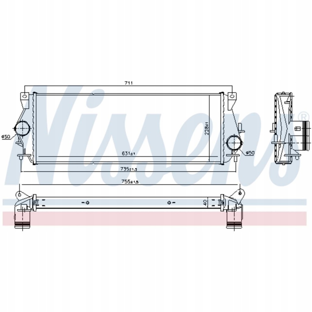фото №3, Nissens 96225 радиатор воздуха наддувочный