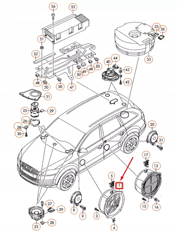 фото №7, Audi q7 4l передня частина door mid-range bass speaker 4l0035415a