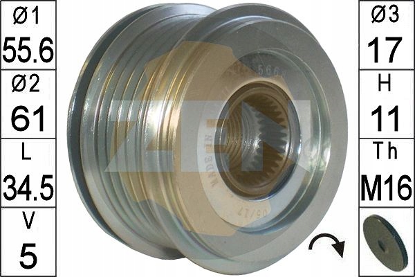 Шкив генератора volvo s40 2 2.4 d5 d3 d4 Цена