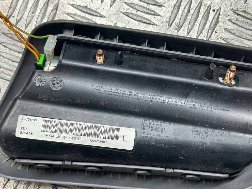 фото №5, Подушка подушка безопасности сиденье левая водителя toyota aygo citroen c1 73920yv010