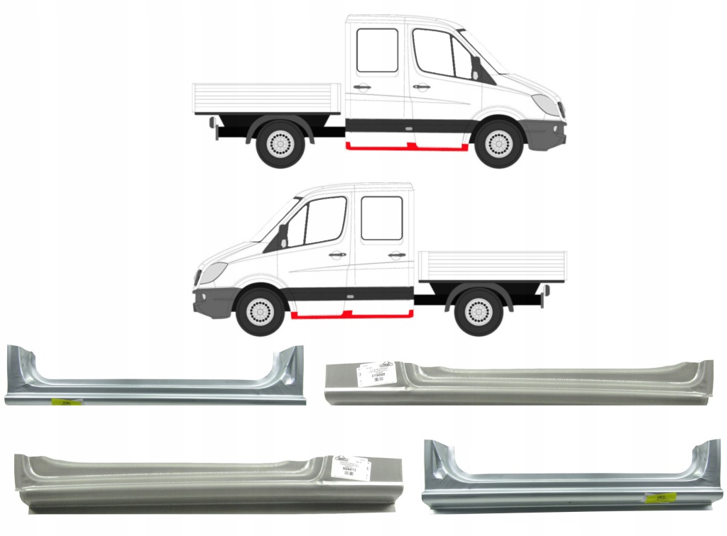 фото №1, Mercedes sprinter 06-18 dopel / подвійний кабіна пороги / поріг набір !