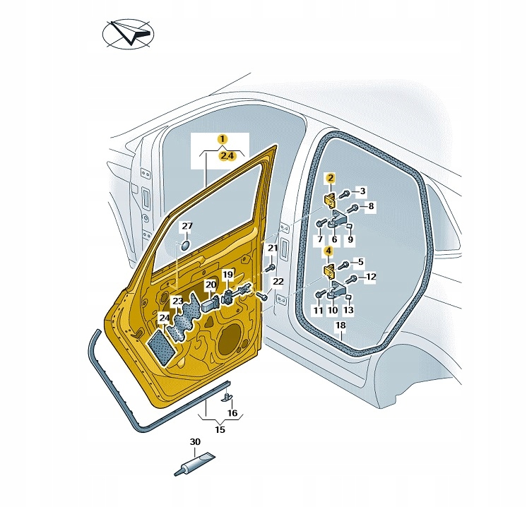 фото №1, Дверь задние наружное сторона правая vw t-roc oe: 2ga833052ah