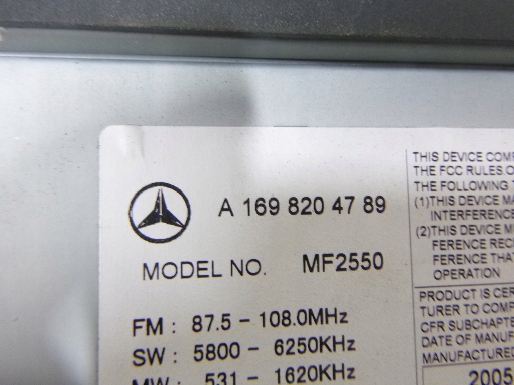 фото №9, Радио mf2550 mercedes w169 2006r. a1698204789