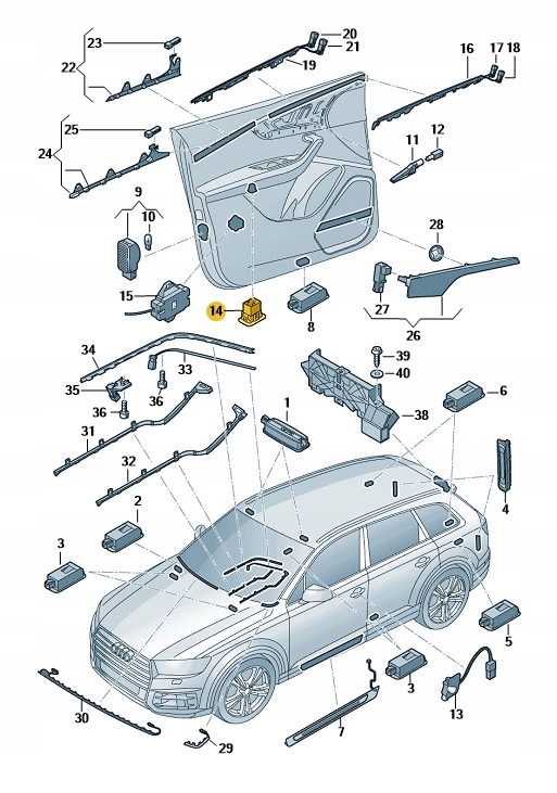 фото №4, Молдинг двері перед з лампочки audi q7 r8 aso