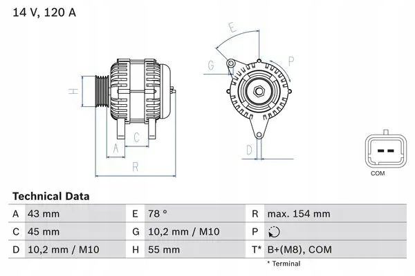 Генератор 986 083 840 bosch citroen c3 2 sc_ Доставка