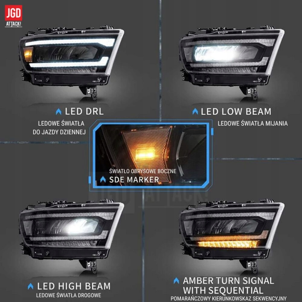 фото №2, Фары лампы передние matrix led гомологация dodge ram 2019-2024 1500