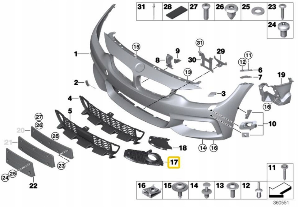 фото №2, Bmw f32 f36 решітка бампера перед race m набір l