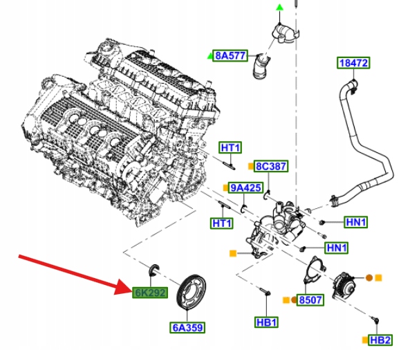 фото №11, Уплотнение вала распределительного вала maverick 3.0 v6 dohc _ 3505299 _ f43e-6k292-ab