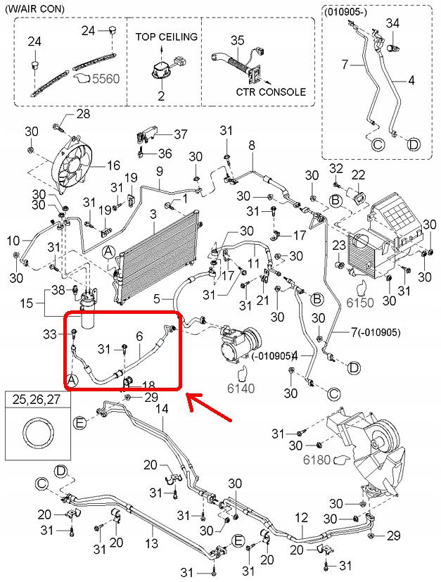 фото №8, Шланг кондиционера kia carnival 99-05 0k56e61463