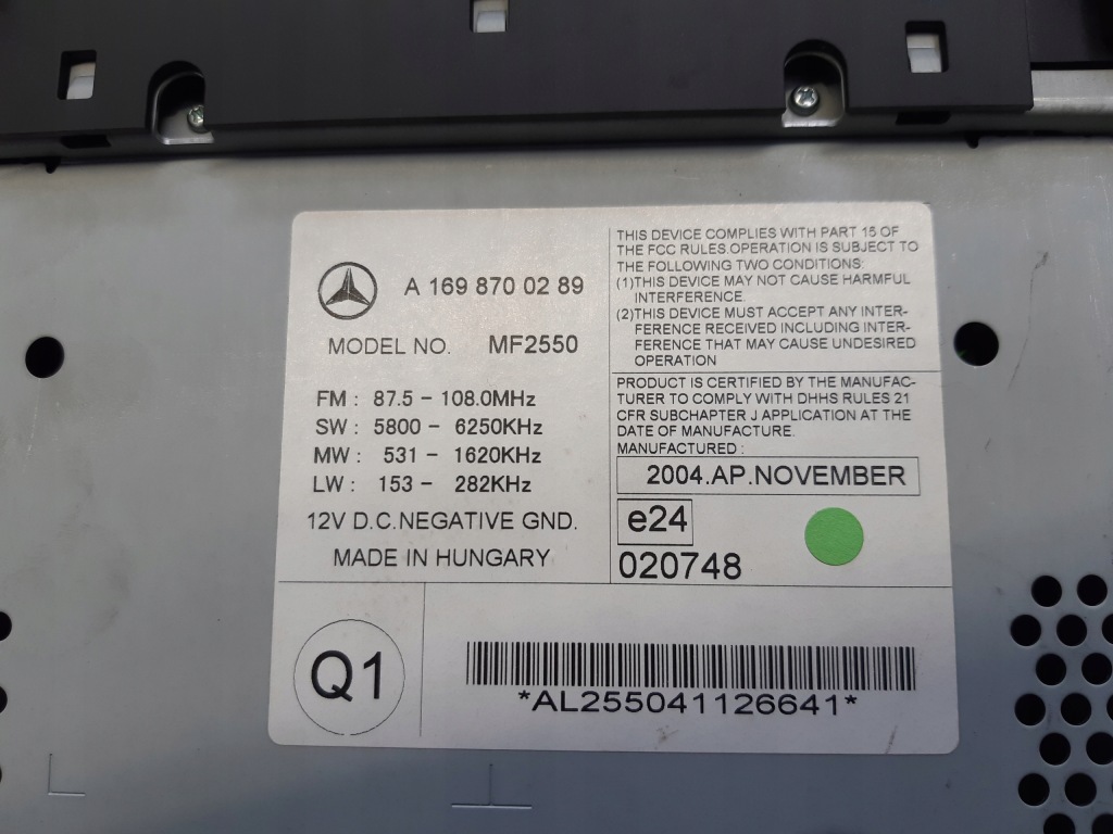 Радіо cd 1698700289 mercedes w169 Оригінал