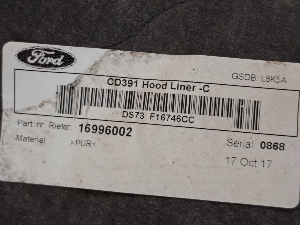 фото №9, Шумоізоляція ізоляція звукоізоляція капот кришки двигуна ford mondeo v mk5 17r