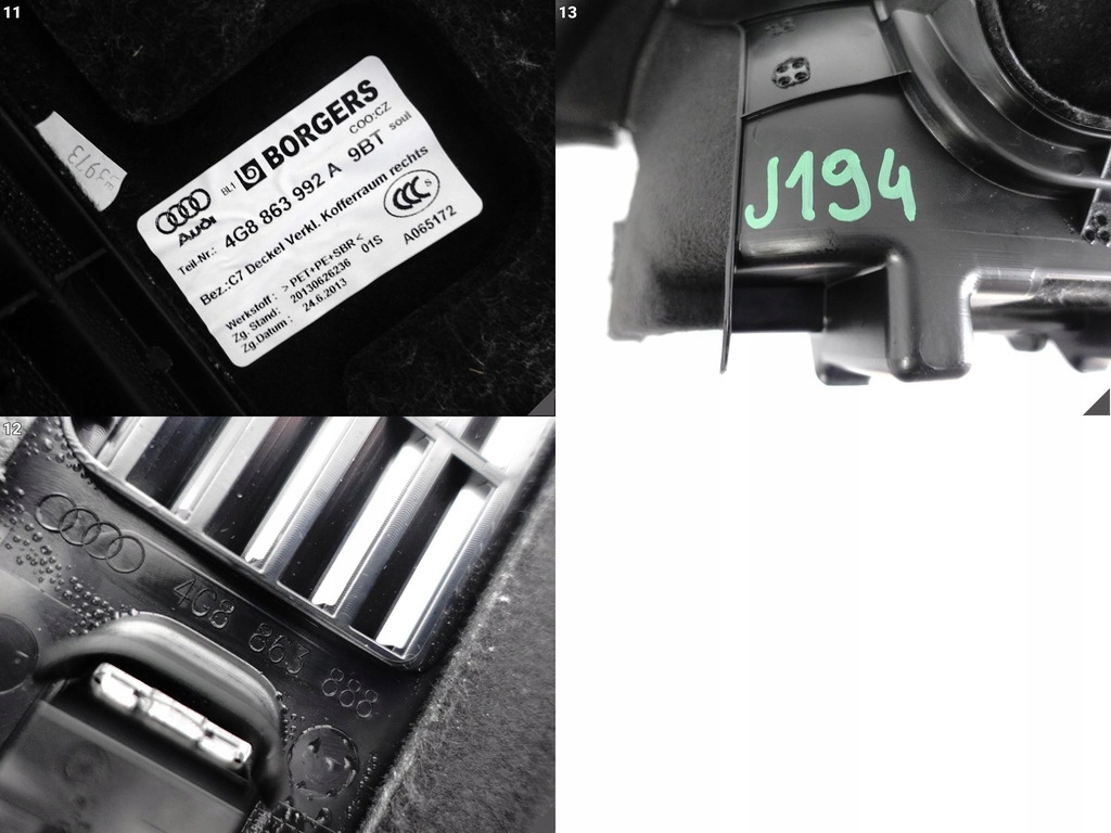 фото №12, Audi rs7 s7 a7 4g8 c7 10-18 lift обшивка оббивка багажника права 9bt