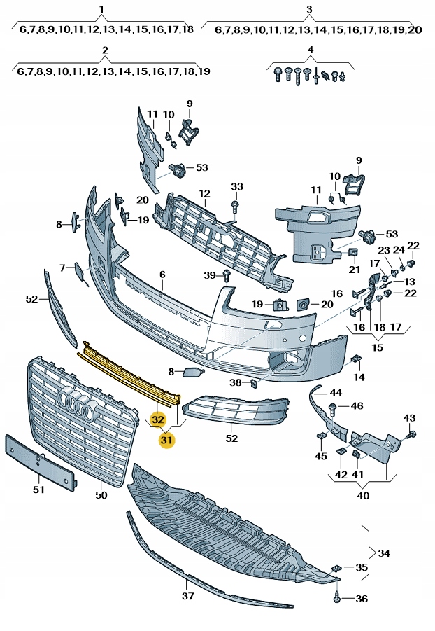 фото №1, Средняя решётка бампера перед нижняя audi a8 d4 aso оригинал