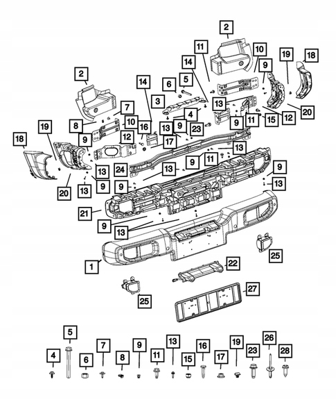 фото №6, Бампер задня задній pdc pod лак wrangler jl 2018+