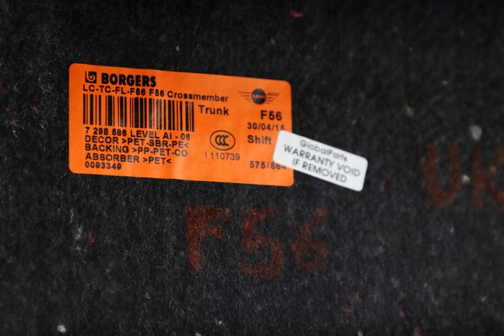 фото №9, Mini f55 f56 корпус коврик обивка багажника