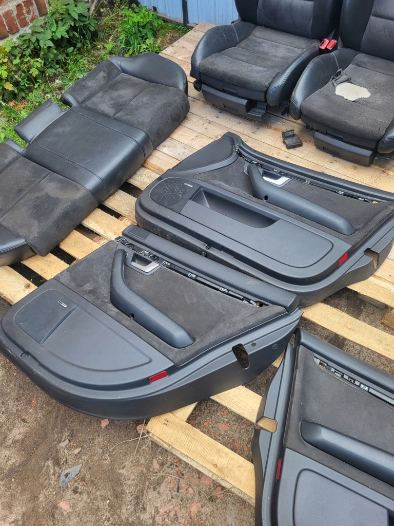 фото №8, Сидіння + обшивки заднє сидіння audi a4 b6 s line pół шкіра алькантара комплект