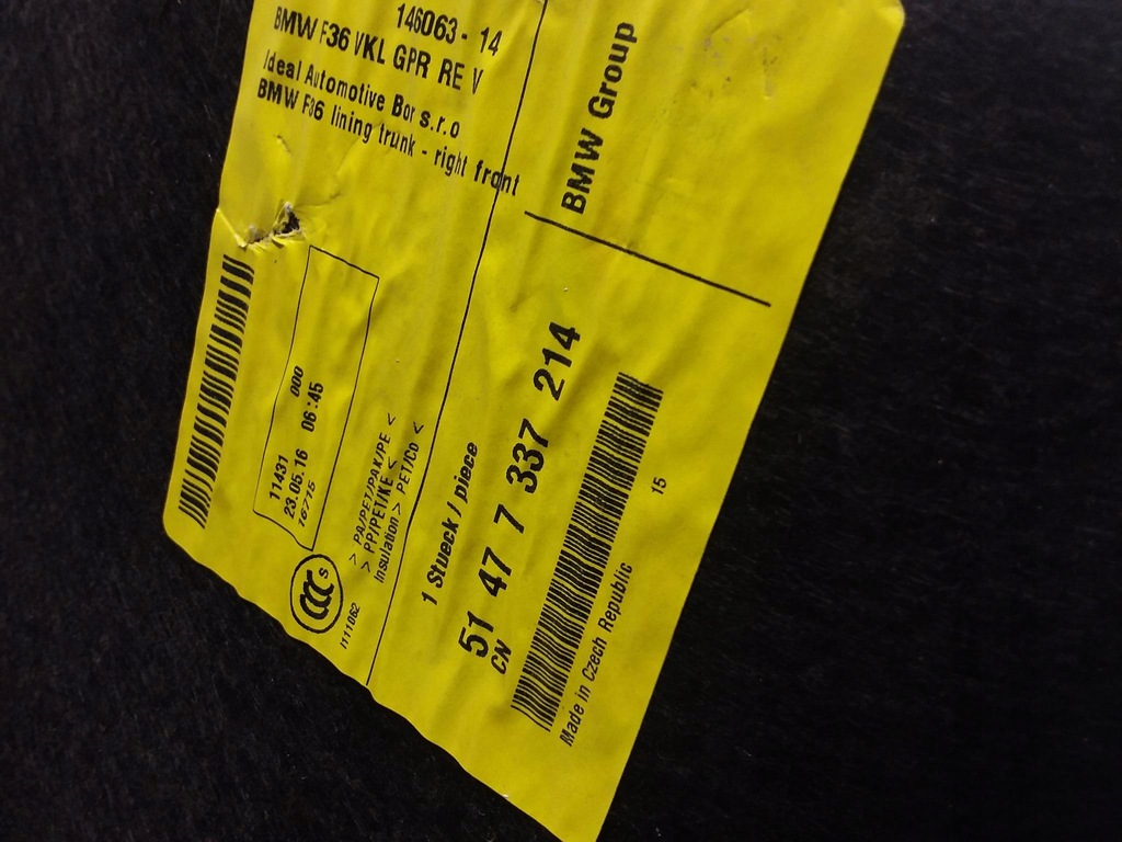 фото №6, Bmw 4 f36 оббивка багажника обшивка правий 7337214