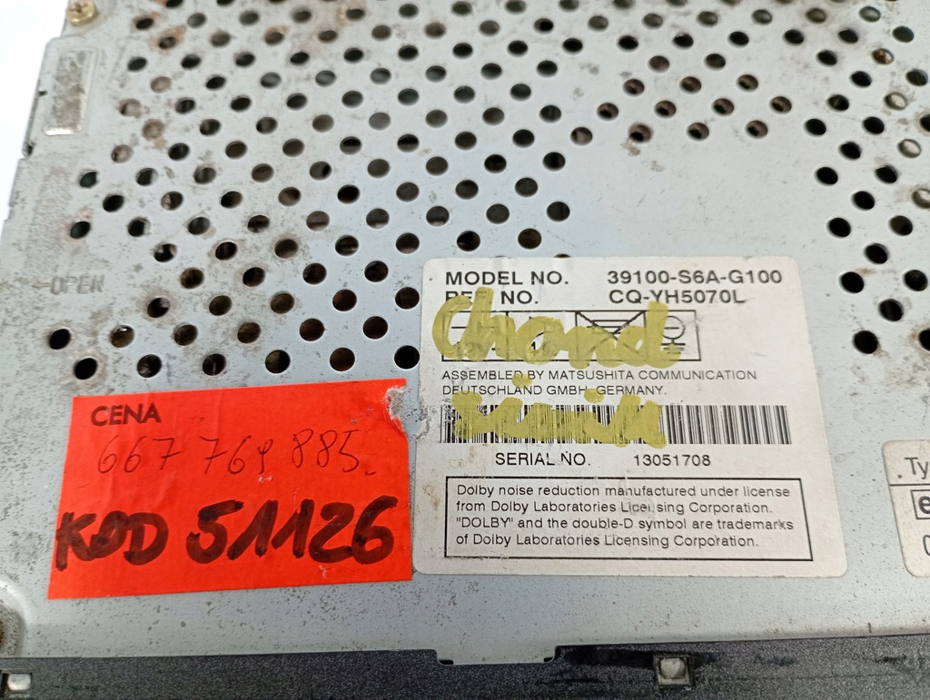 фото №5, Honda civic 7 vii 01-06 радіо na касети оригінальний номер 39100s6ag100