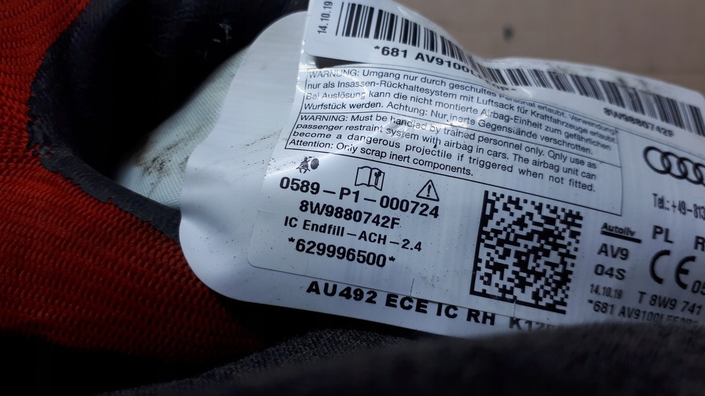 фото №14, A4 b9 lift шторка безпеки права подушка безпеки 8w9880742f kombi