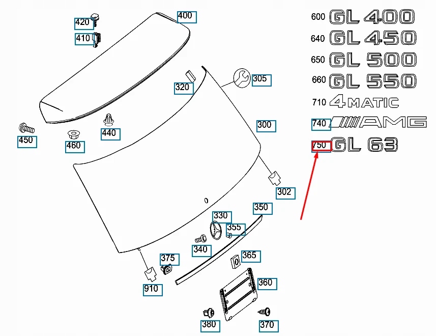 Купити Mercedes-benz gl-class x166 емблема na задній панель двері a1668173115