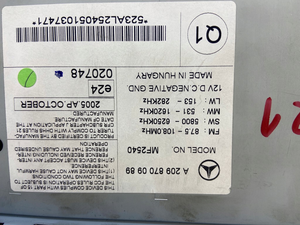 фото №11, Mercedes clk w209 радіо cd a2098700989