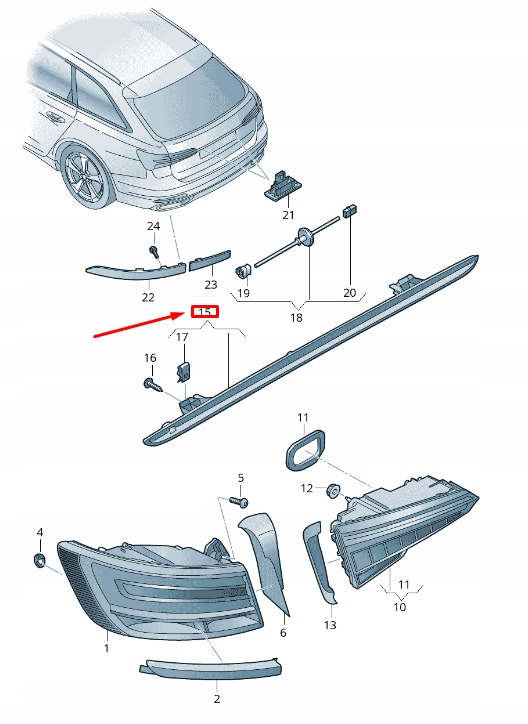 фото №1, Audi a6 c8 rear дополнительный brake light 4k5945097a