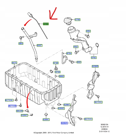 фото №1, Щуп уровня масла ford focus mk2 2003-2008 ford galaxy mk3 2006-2015 оригинальный номер
