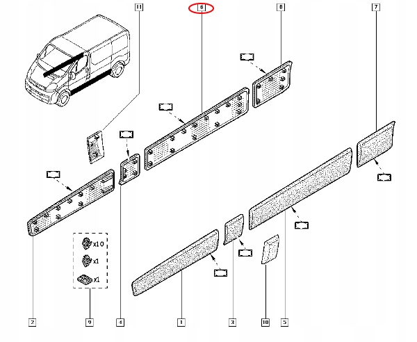 фото №6, Молдинг дверь боковых p trafic ii vivaro 01-13 org