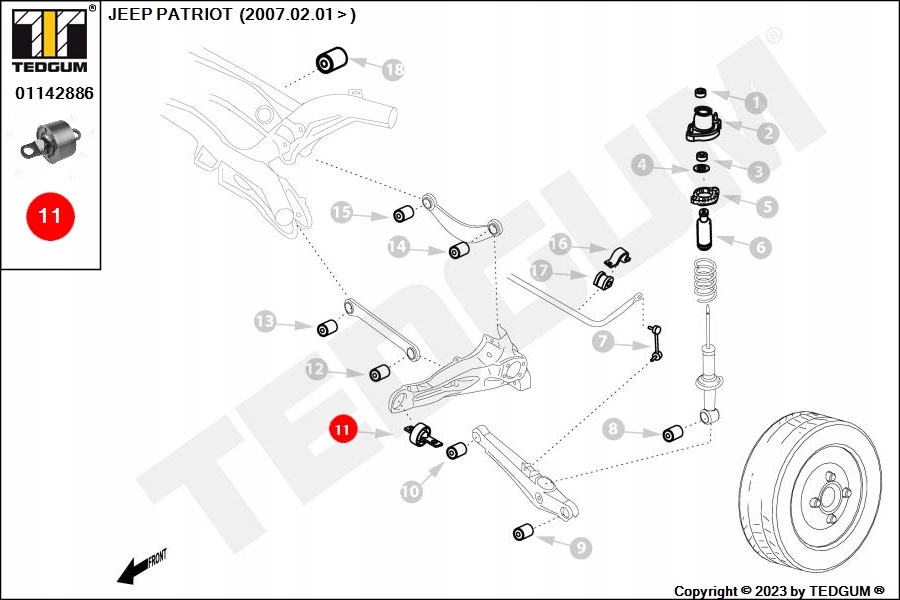 фото №12, Сайлентблок рычага задняя tedgum 01142886