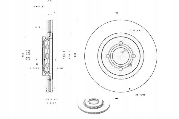 фото №1, Brembo тормозные диски тормозные 2szt seat cordoba 2.0 i 16