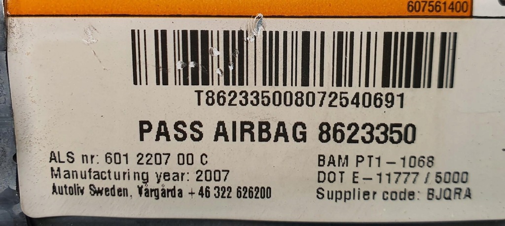 фото №5, Подушка подушка безпеки пасажира volvo v50 8623350