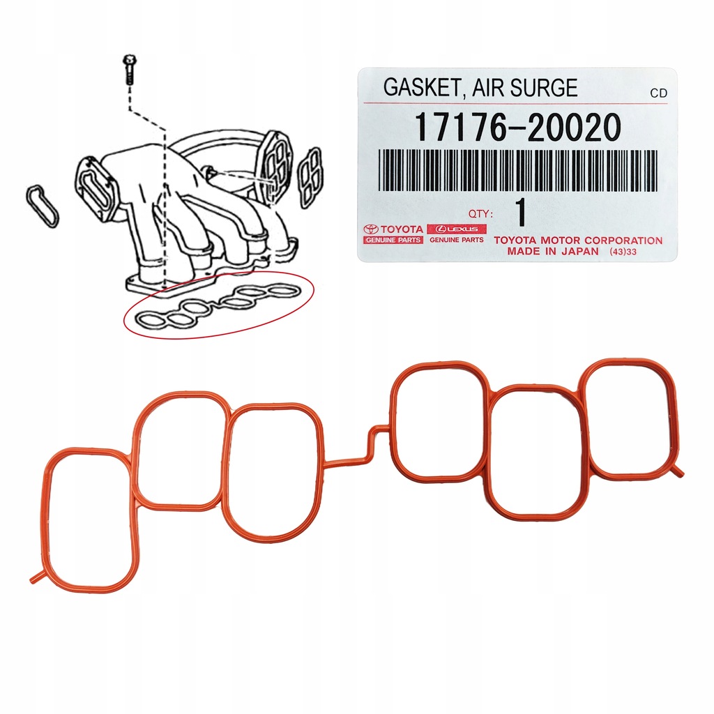 фото №1, Прокладка колектор впускний lexus rx330 rx400h 1mz-fe 3mz-fe оригінальний номер toyota