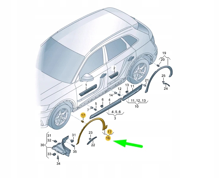 фото №9, Audi q5 fy передня частина left wheel arch cover 80a853717d4w3