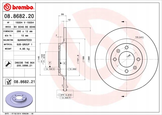 фото №3, Тормозные диски тормозные колодки задняя brembo peugeot 308 i
